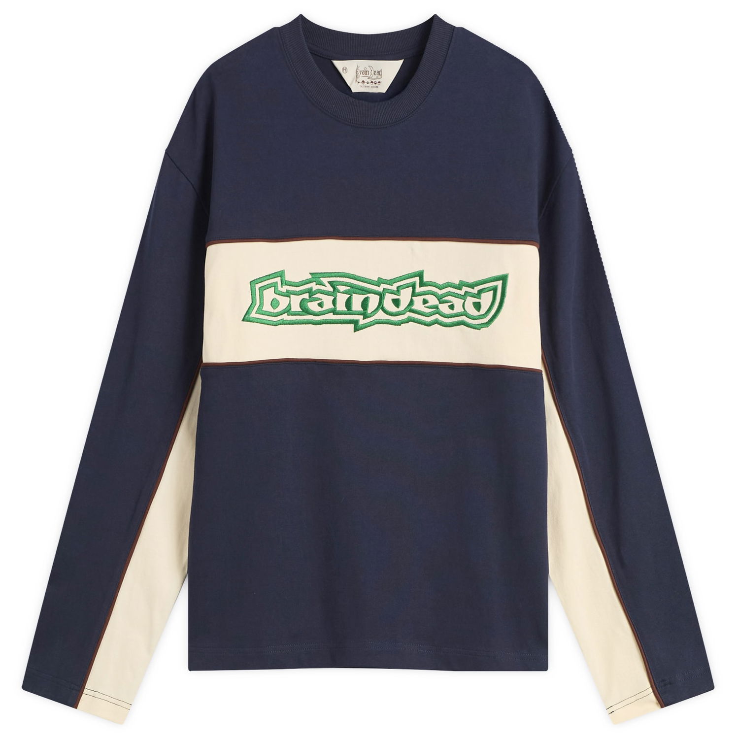 Tričko Brain Dead Heavyweight Panelled Long Sleeve T-Shirt Navy | BDF25T010045-NVY, 1