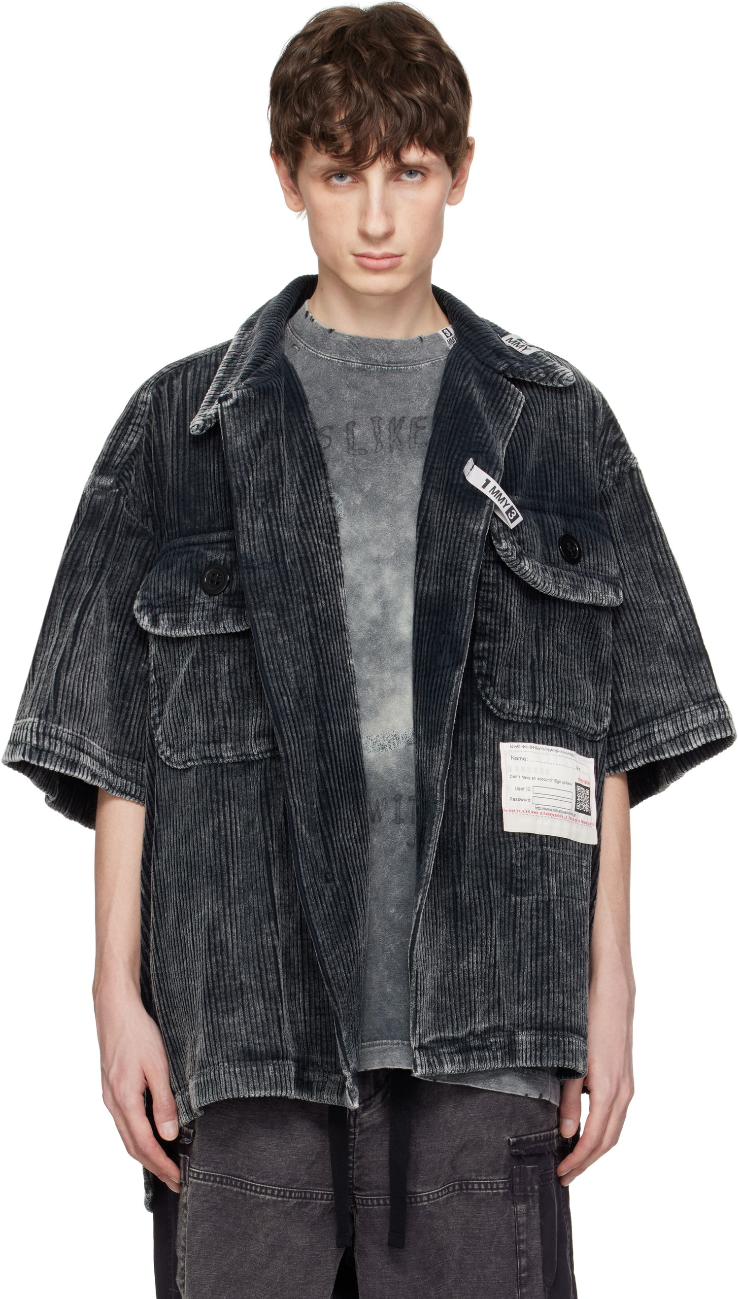 Bunda Maison MIHARA YASUHIRO MIHARA YASUHIRO Amateur Sewn Like Corduroy Short-Sleeve Shirt Šedá | A14SH084, 0