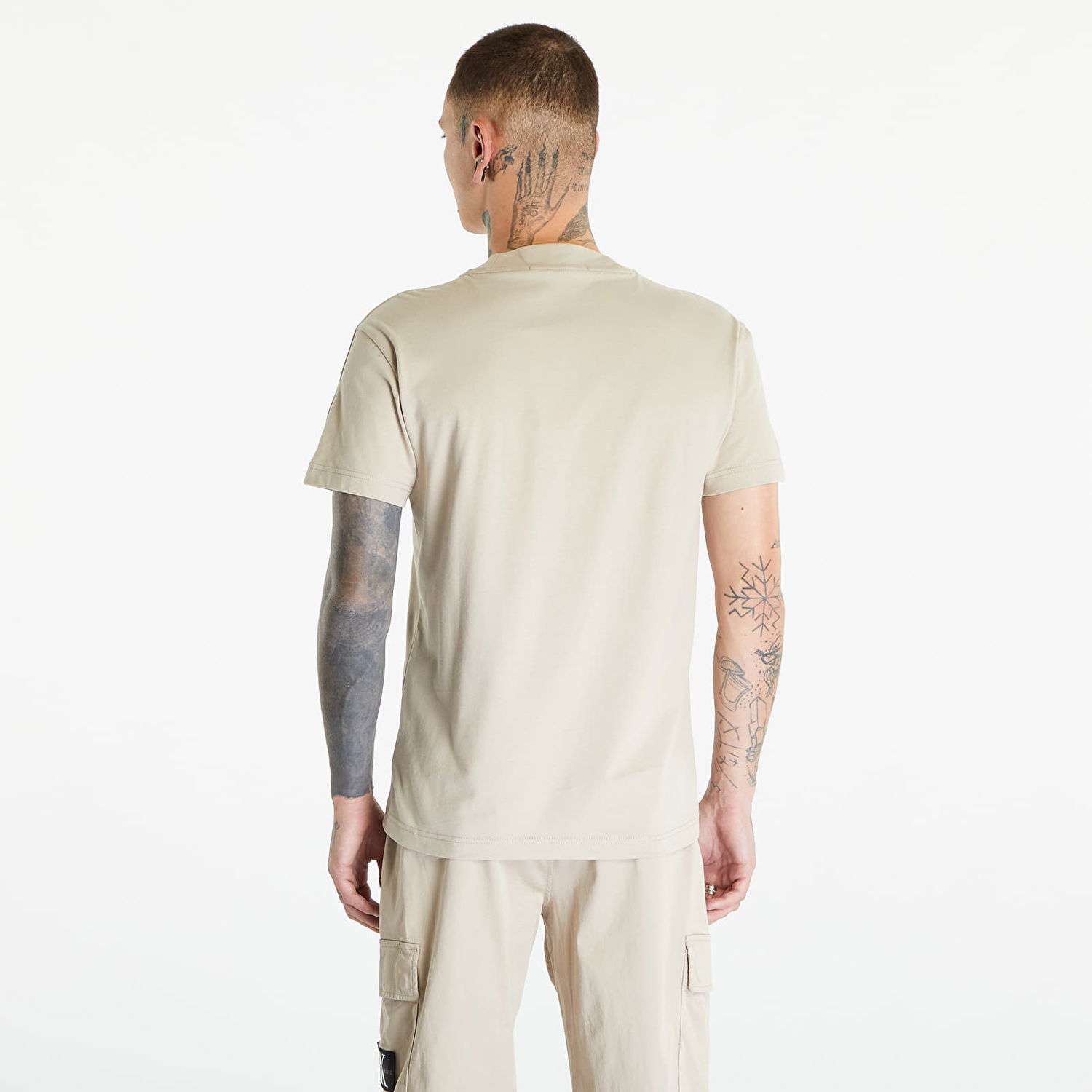 Tričko CALVIN KLEIN Jeans Woven Tab Short Sleeve Tee Plaza Taupe Béžová | J30J324530 PED, 1