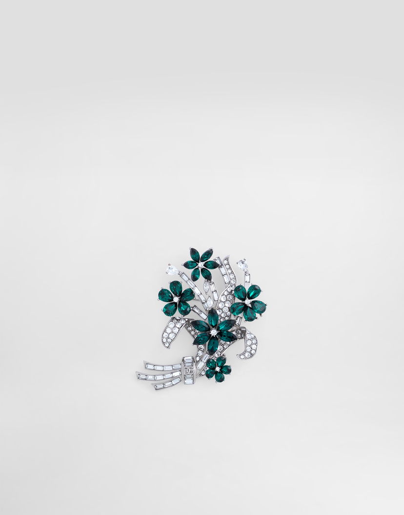Spona Dolce & Gabbana Dolce & Gabbana Floral Rhinestone Brooch Metalická | WPR7S5W1111V0239
