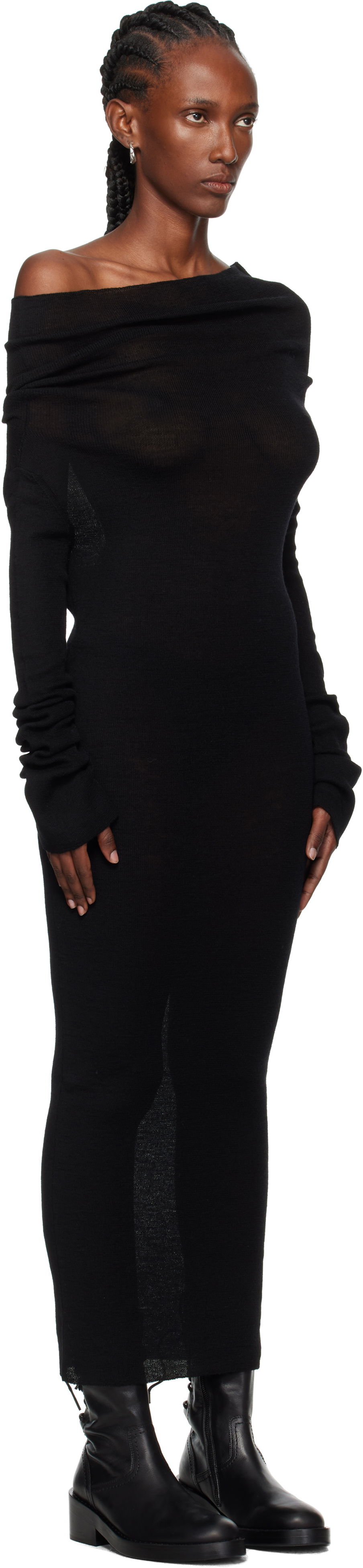 Šaty Ann Demeulemeester Ann Demeulemeester Barbro Dropped Shoulder Knitted Midi Dress Čierna | 2520-W-KN28-FA059-099, 1