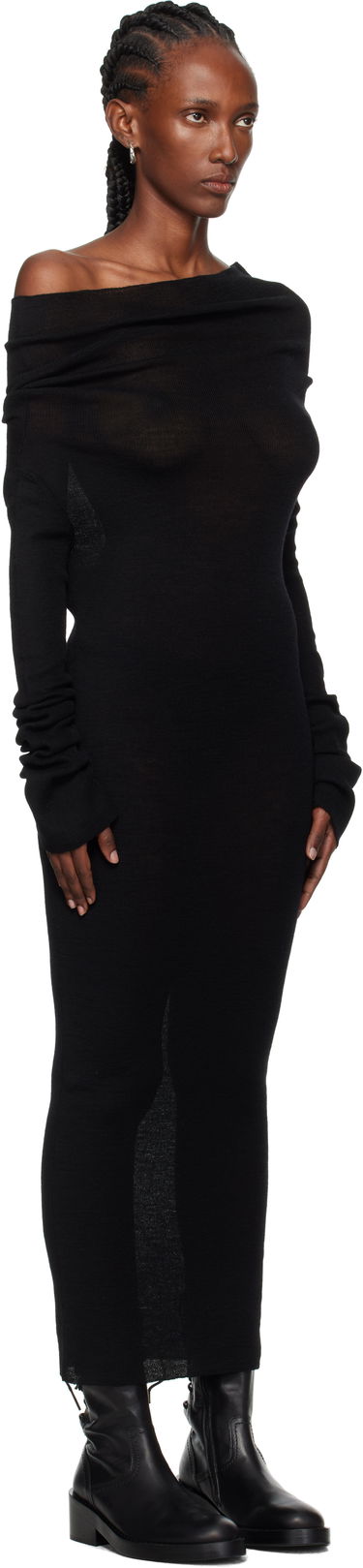 Šaty Ann Demeulemeester Ann Demeulemeester Barbro Dropped Shoulder Knitted Midi Dress Čierna | 2520-W-KN28-FA059-099, 1