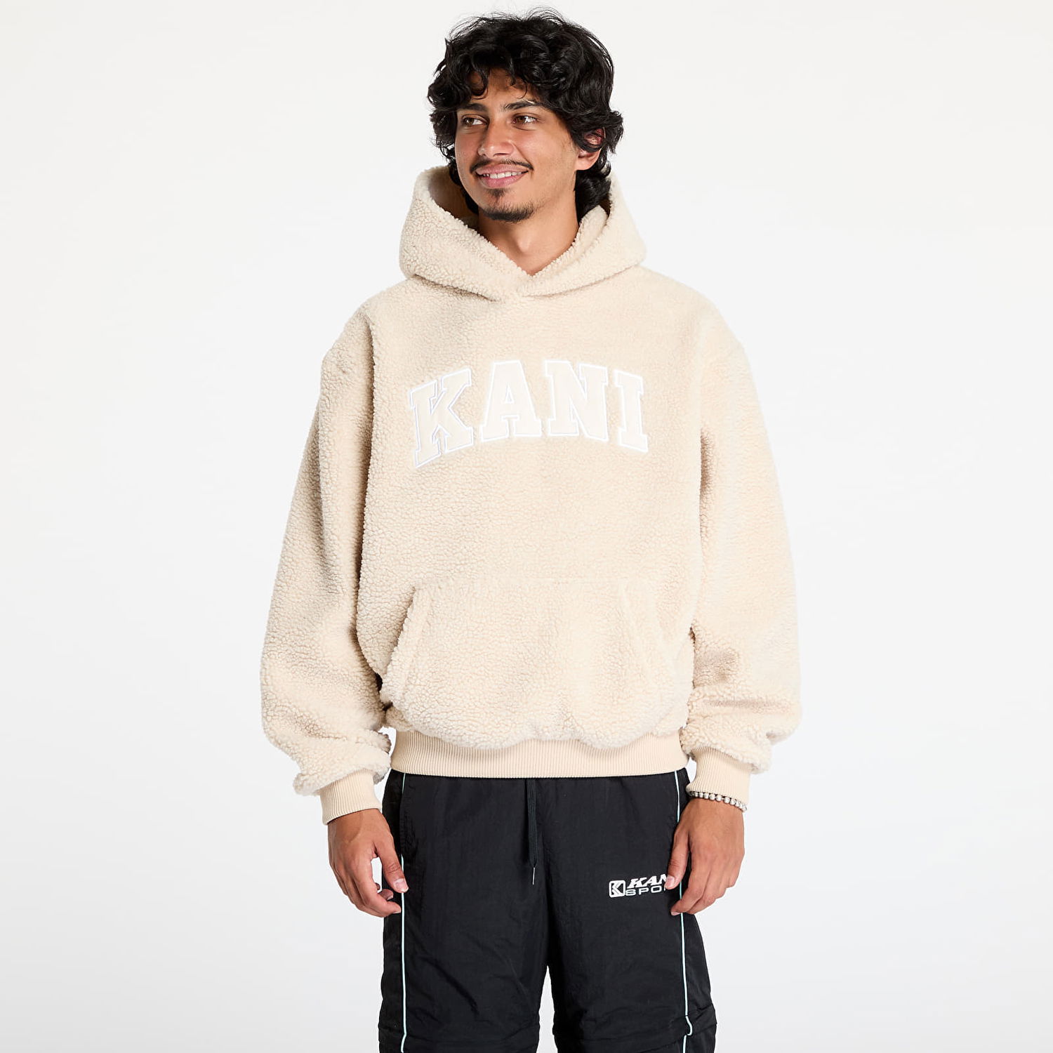 Mikina Karl Kani Sweatshirt Serif Teddy Hoodie Light Sand L Béžová | 60210118, 0