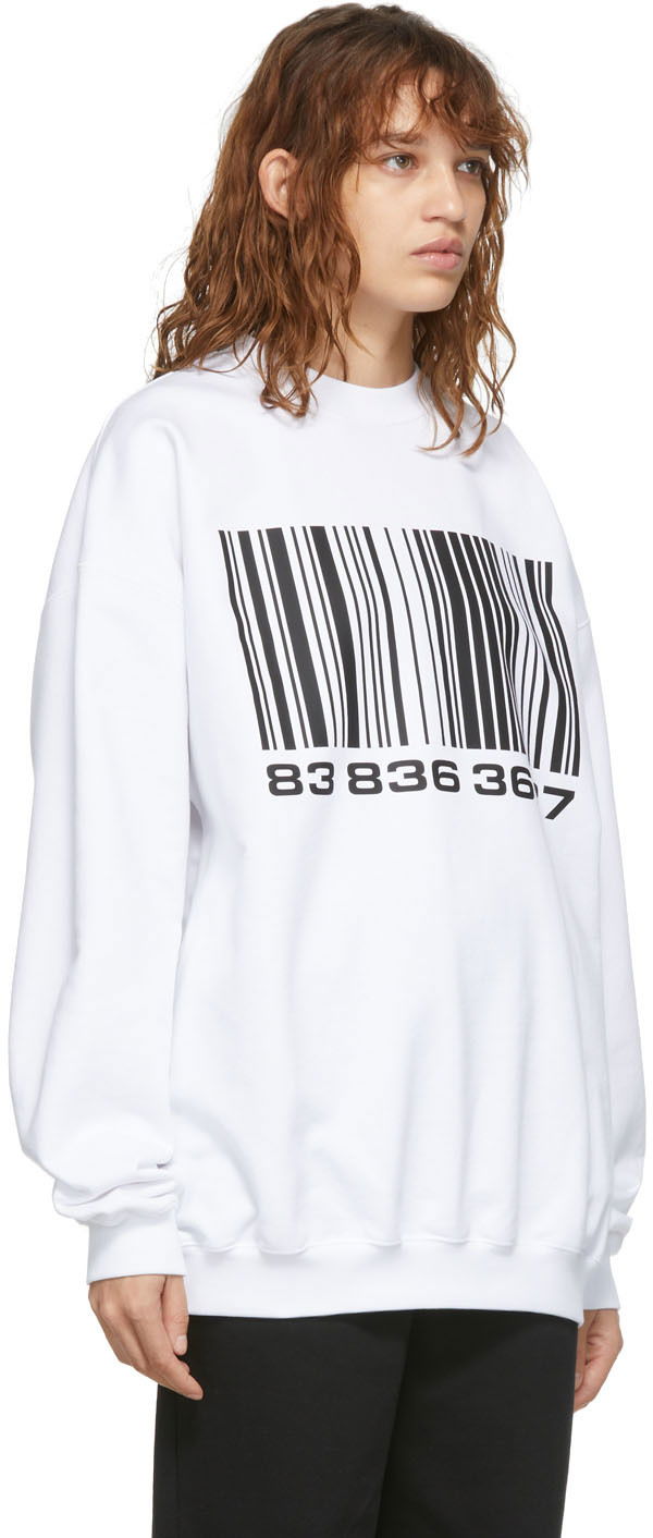 Mikina VETEMENTS VTMNTS Big Barcode Sweatshirt Biela | VL12TR100W, 1