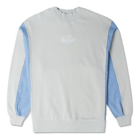 Mikina Converse Denim Patchwork Crew Sweatshirt Modrá | 10025520-A02