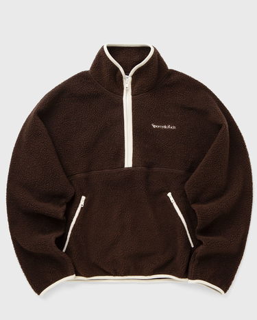 Mikina Sporty & Rich Serif Logo Sherpa Quarter Zip Fleece Jacket Hnedá | ST078511300BR03, 0