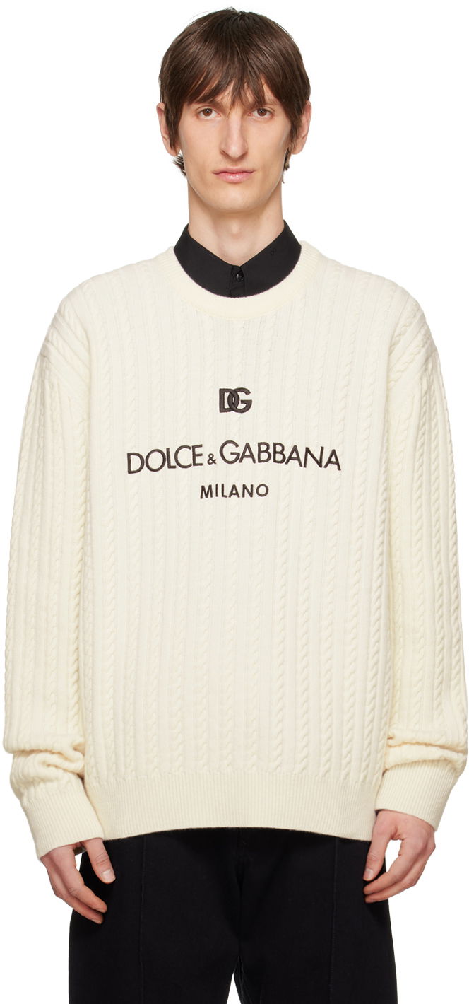 Sveter Dolce & Gabbana Girocollo Sweater "Off-White" Béžová | GXX09ZJCVS3, 0