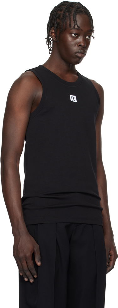 Tielko Balmain Embroidered Logo Tank Top Biela | EH1EB003BC87, 4