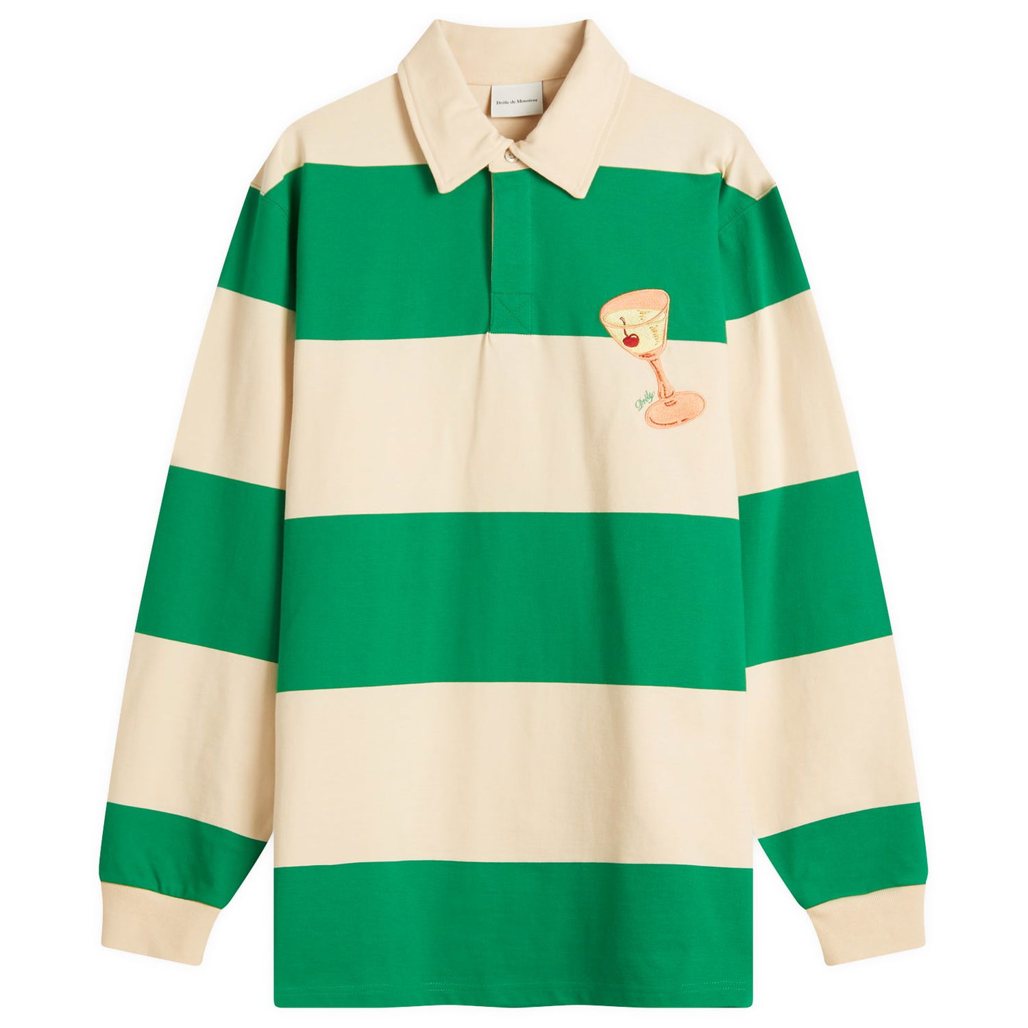 Polo tričko Drôle de Monsieur Drôle de Monsieur Cocktail Stripe Rugby Polo Zelené | G-PL148-CO161-GN, 0
