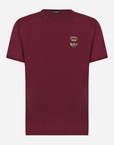 Tričko Dolce & Gabbana Cotton T-shirt With Embroidery - Man T-shirts And Polos Burgundy Vínová | G8PV1ZG7WUQR0108, 0