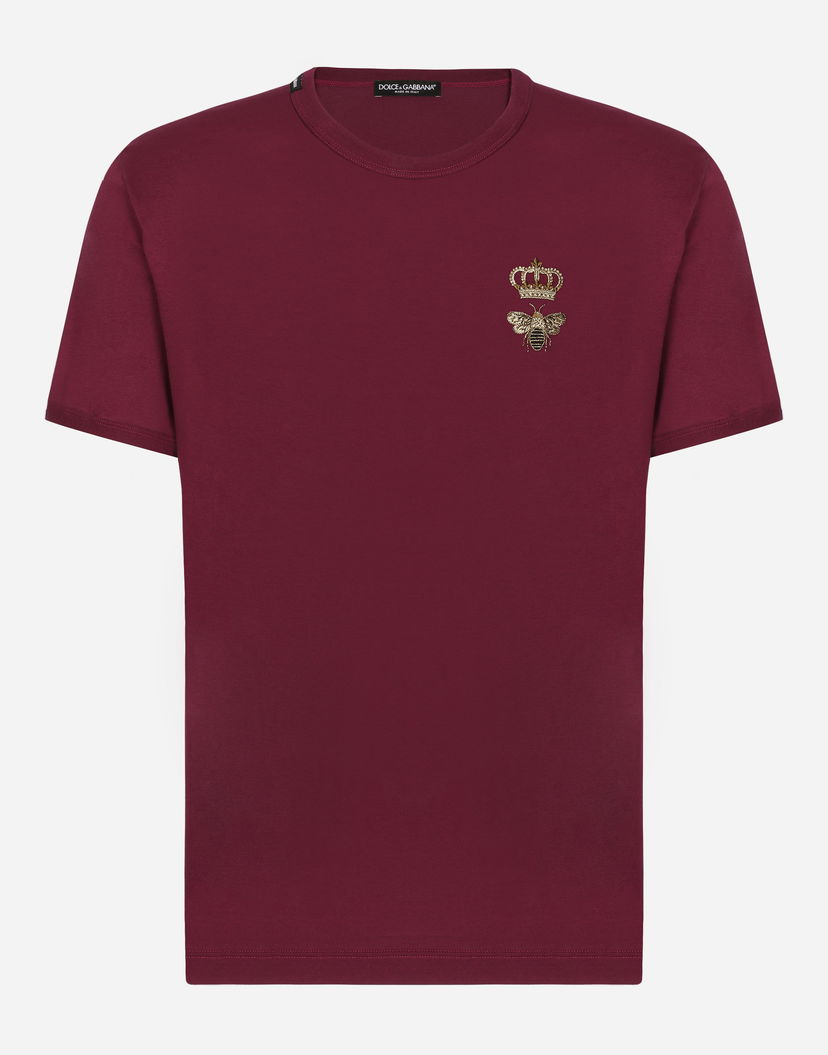 Tričko Dolce & Gabbana Cotton T-shirt With Embroidery - Man T-shirts And Polos Burgundy Vínová | G8PV1ZG7WUQR0108