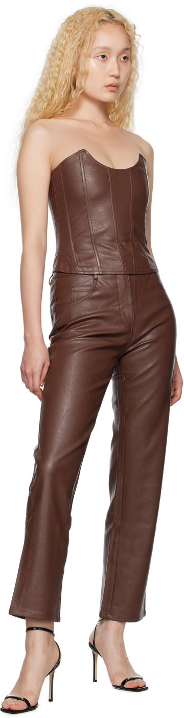Tielko Miaou Miaou Leia Faux-Leather Corset Tank Top Hnedá | 701O-CL-BRL, 3