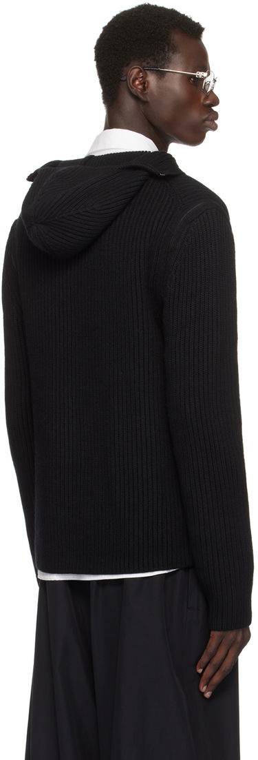 Sveter Helmut Lang Helmut Lang Rib Knit Zip Hoodie Čierna | O07HM799, 2