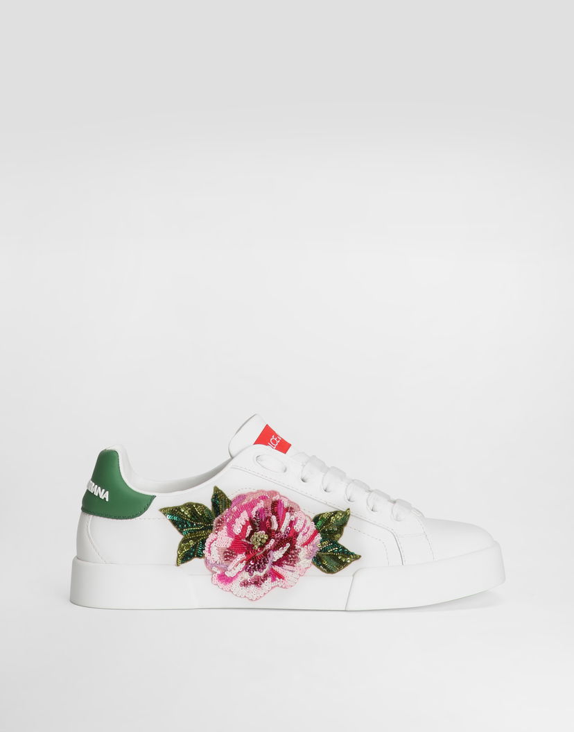 Tenisky a topánky Dolce & Gabbana Dolce & Gabbana Portofino Light with Floral Embroidery Biela | CK2318A6H618B918