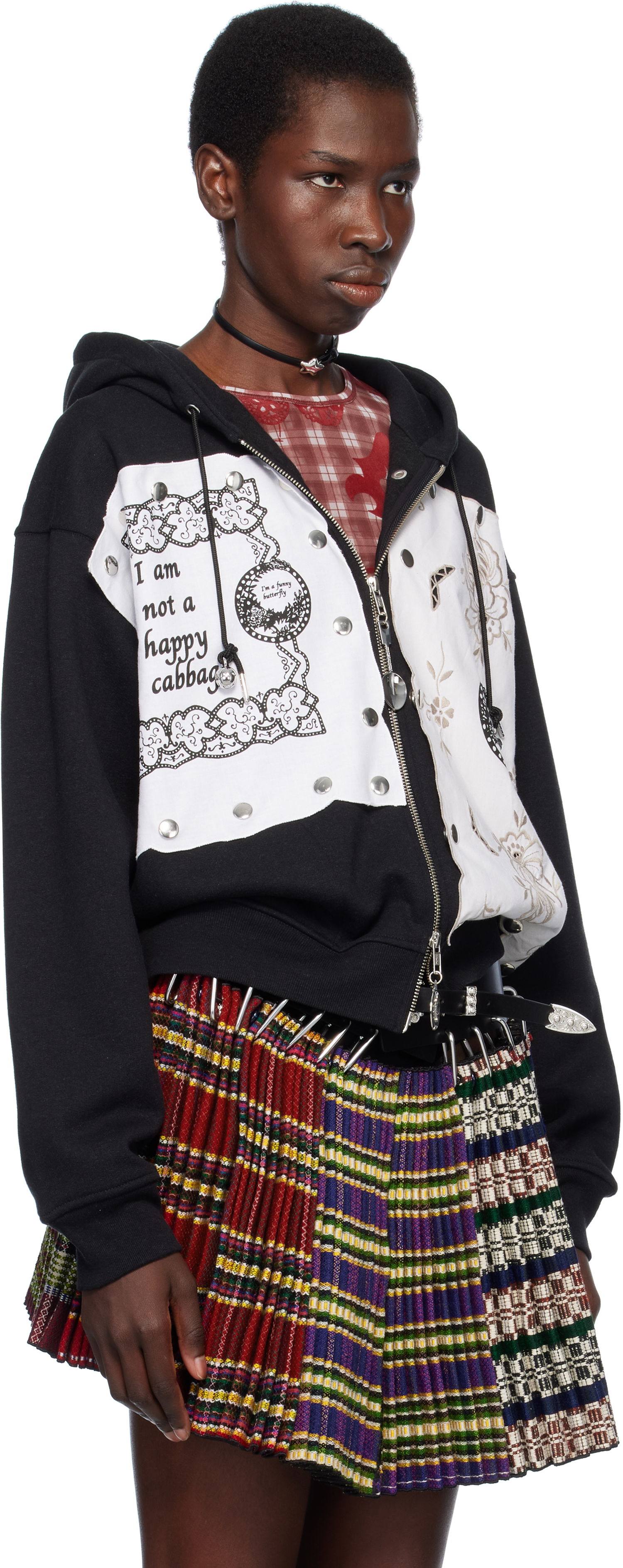 Mikina Chopova Lowena Chopova Lowena Emotional Napkin Panelled Zip-Up Hoodie Čierna | 5232, 1