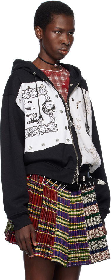 Mikina Chopova Lowena Chopova Lowena Emotional Napkin Panelled Zip-Up Hoodie Čierna | 5232, 1