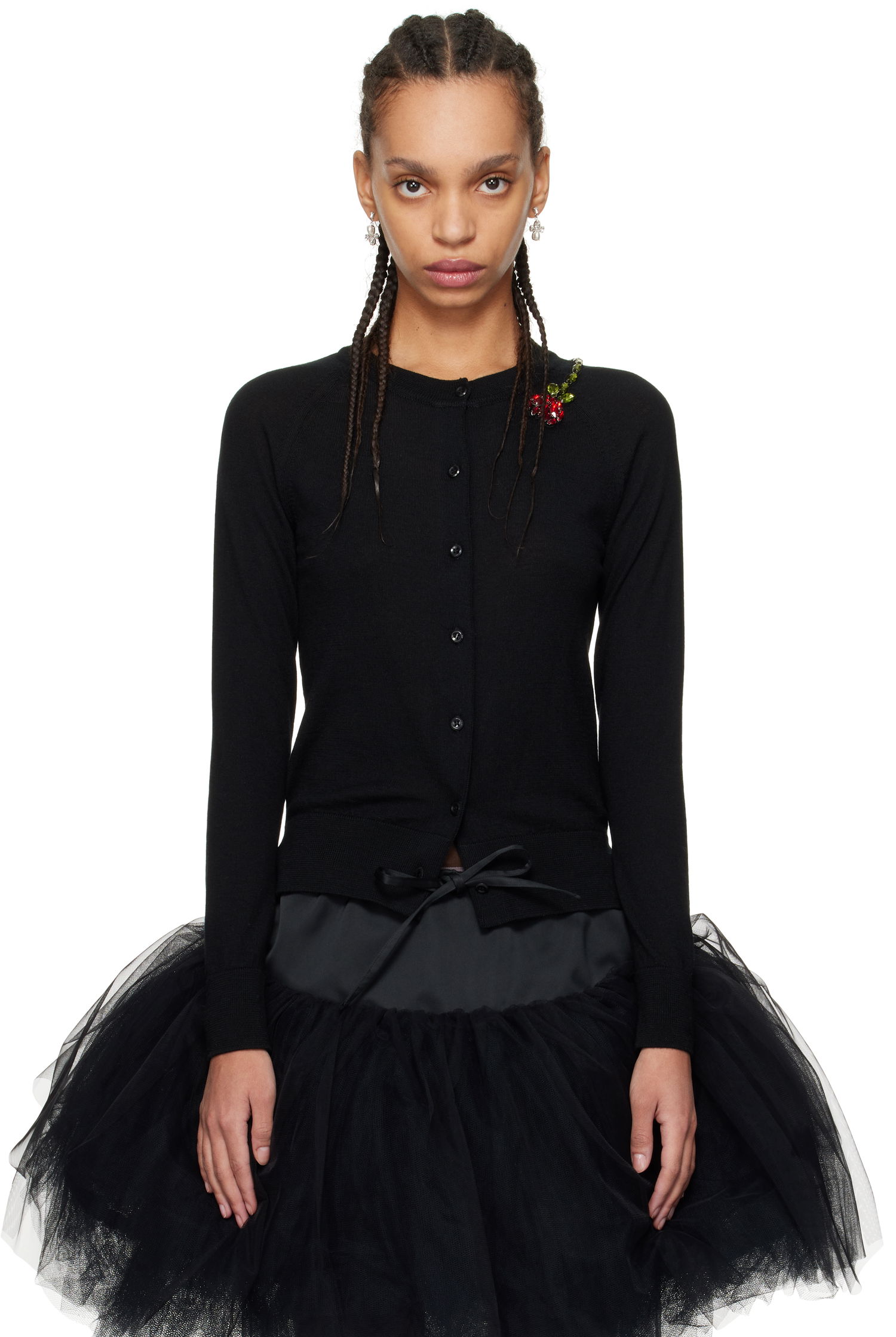 Sveter Simone Rocha Simone Rocha Embellished Flower Cardigan Čierna | KMK13TB 0647, 0