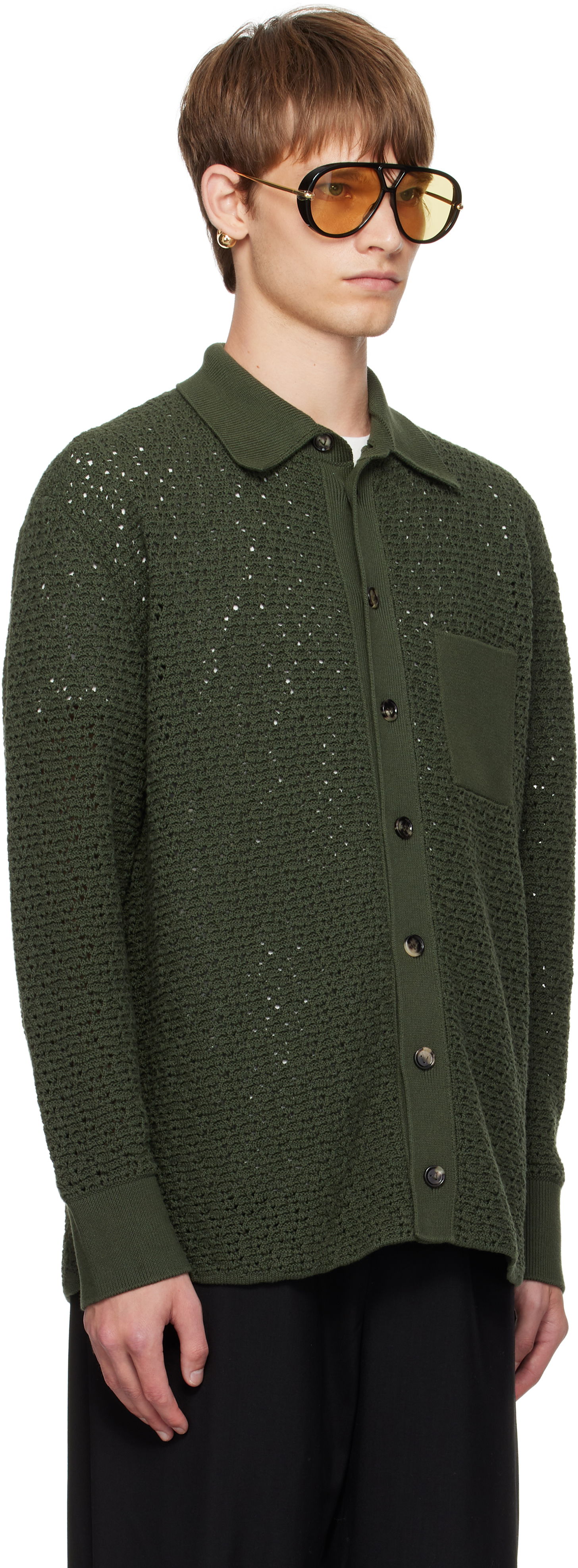 Sveter Bottega Veneta Bottega Veneta Crochet Cardigan Zelené | 841367V5SP03293, 1