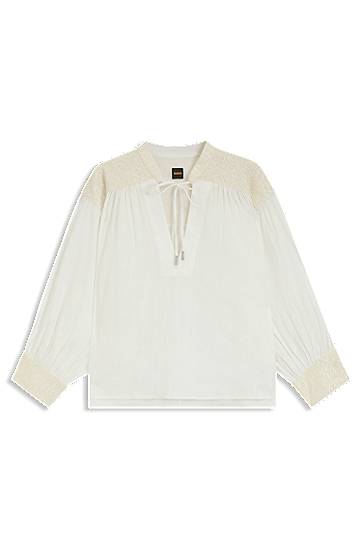 Košeľa BOSS Regular-Fit Dobby Cotton Voile Blouse Biela | 50546176