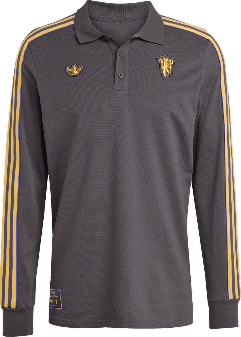 Polo tričko adidas Originals Manchester United Icon Long Sleeve Polo Shirt Šedá | jn2822