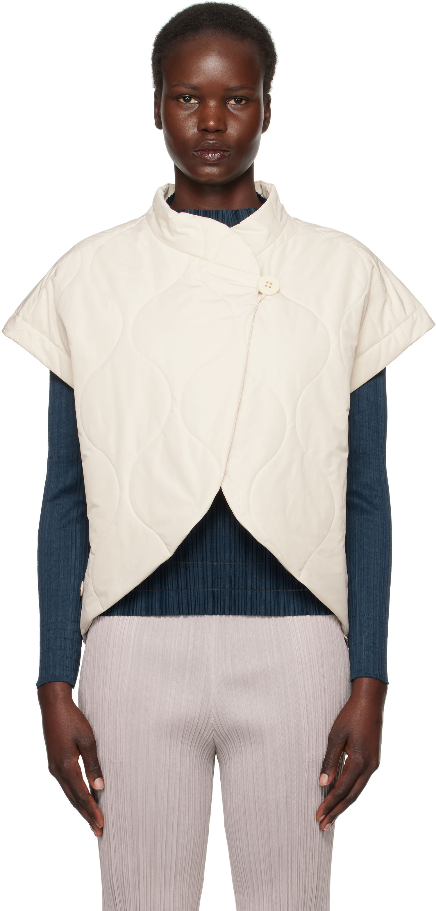 Vesta Pleats Please Issey Miyake Issey Miyake Quilted Vest Biela | PP48ZE882, 0