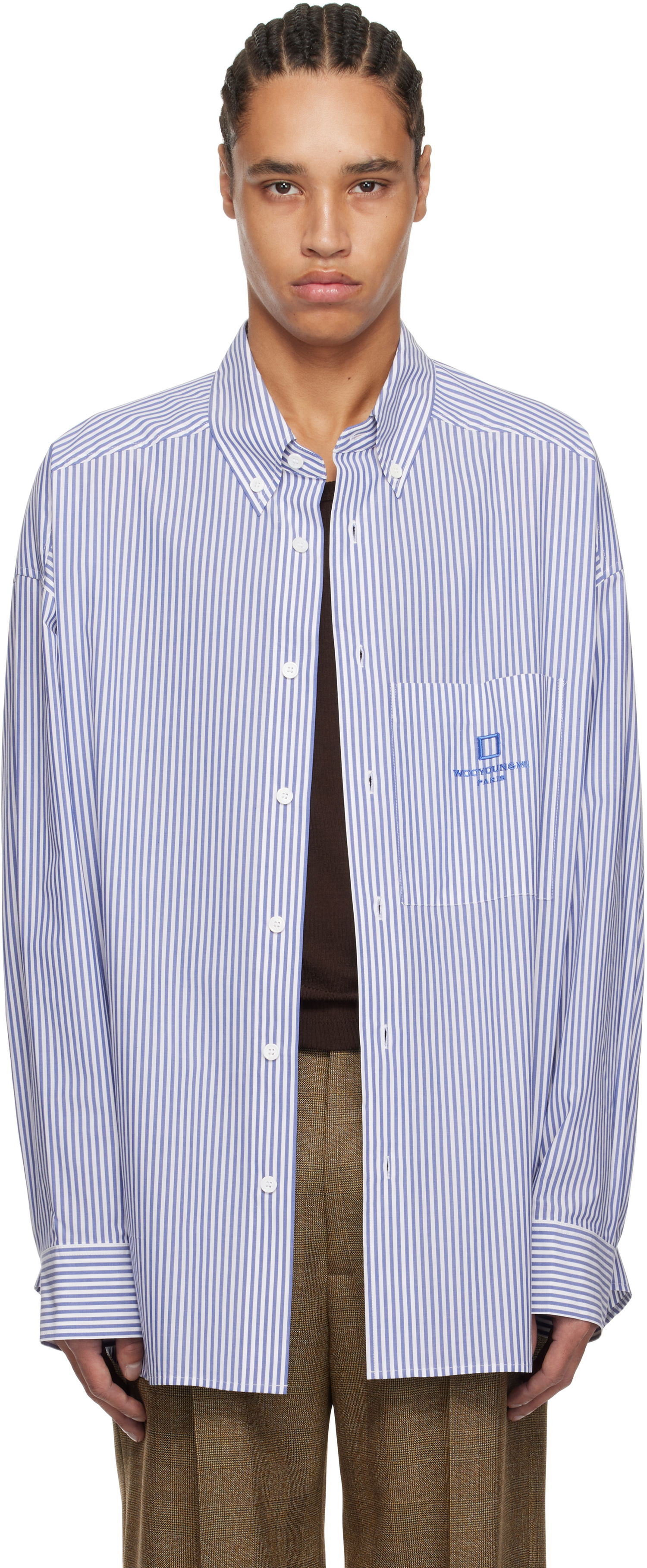 Košeľa WOOYOUNGMI WOOYOUNGMI Striped Cotton Shirt Modrá | W251SH12, 0