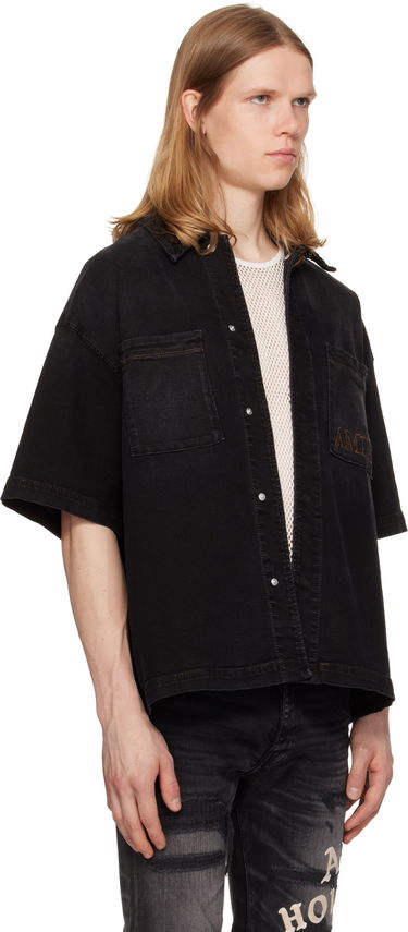 Košeľa AMIRI AMIRI 3D Short Sleeve Snap Denim Shirt Čierna | AMDNIR1041, 1