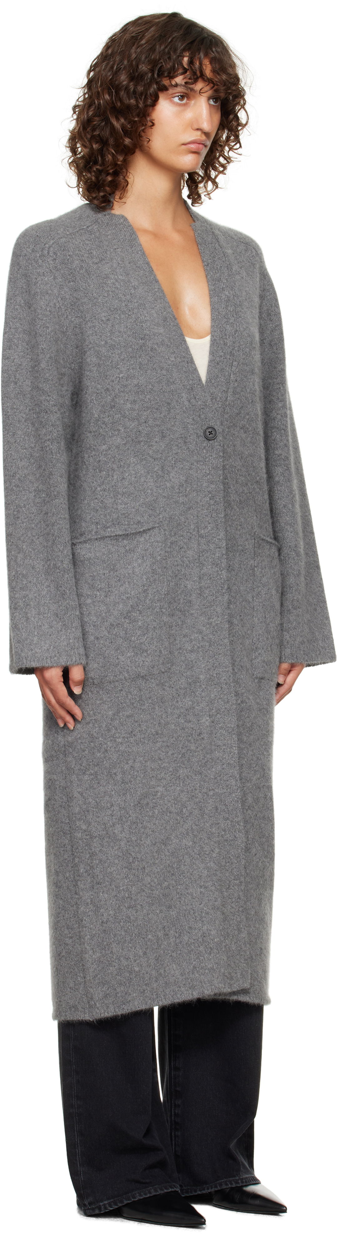 Sveter Loulou de Saison Loulou de Saison Smet Yak Blend Maxi Cardigan Šedá | SMET, 1