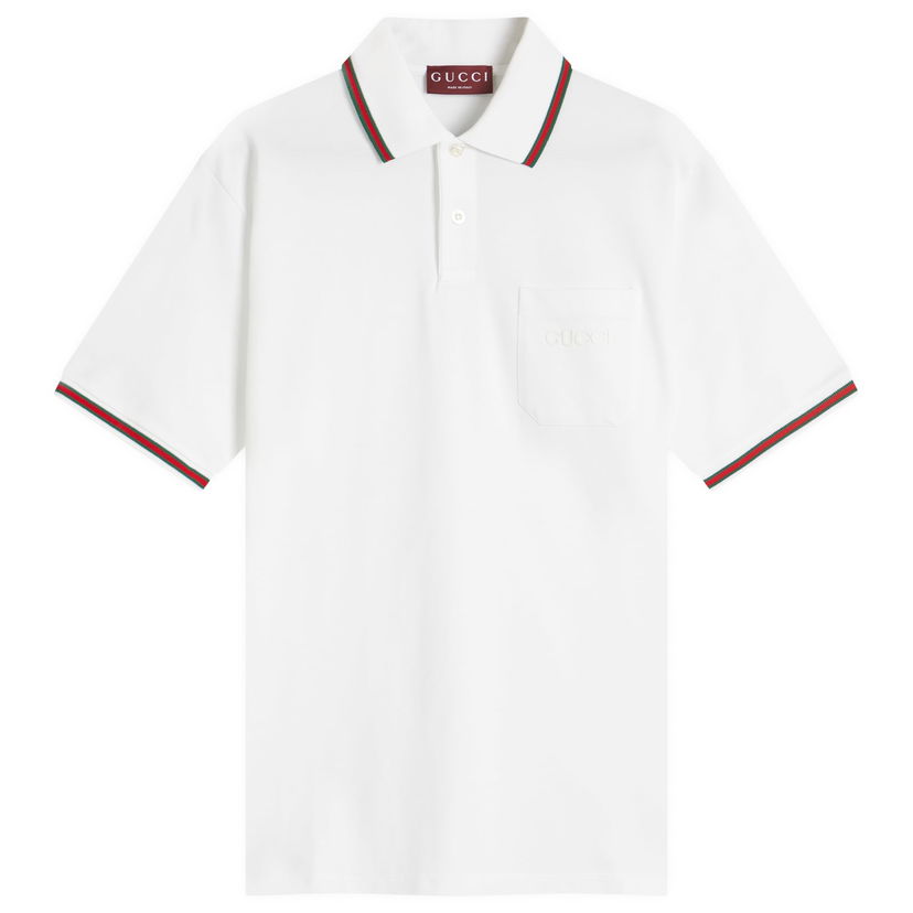 Polo tričko Gucci Stretch Cotton Polo Shirt with Web Details Biela | 795174-XJG5C-9733
