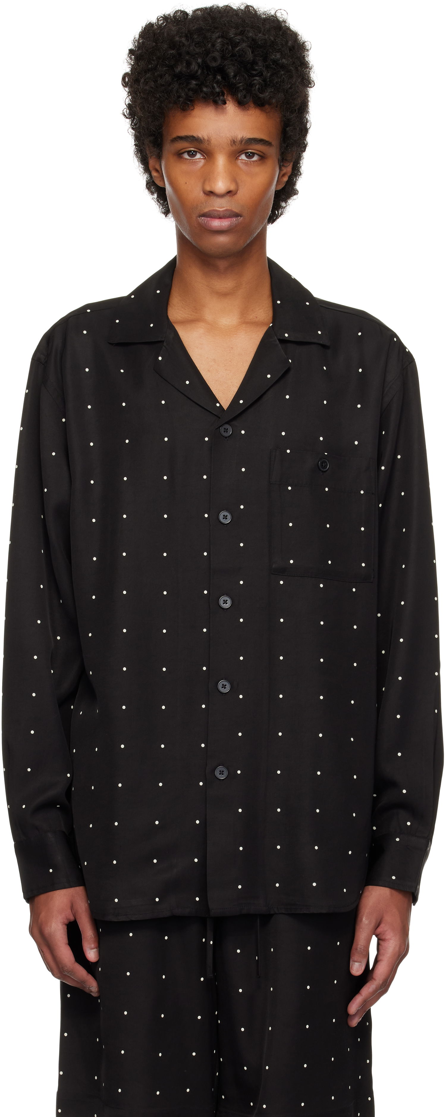 Košeľa Róhe Dotted Loose Camp Collar Shirt Čierna | 314-19-075, 0