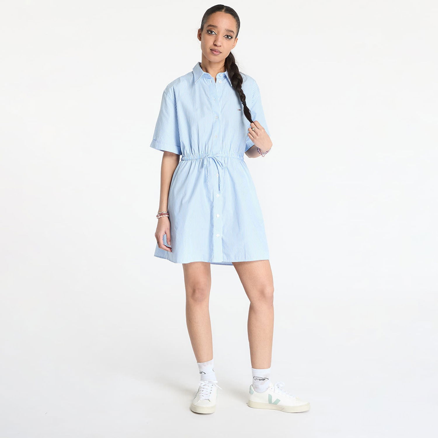 Šaty Tommy Hilfiger Tommy Jeans Mini Stripe Shirt Dress Modrá | DW0DW20617 0A9, 0