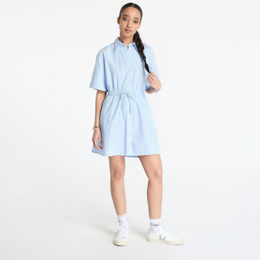Šaty Tommy Hilfiger Tommy Jeans Mini Stripe Shirt Dress Modrá | DW0DW20617 0A9