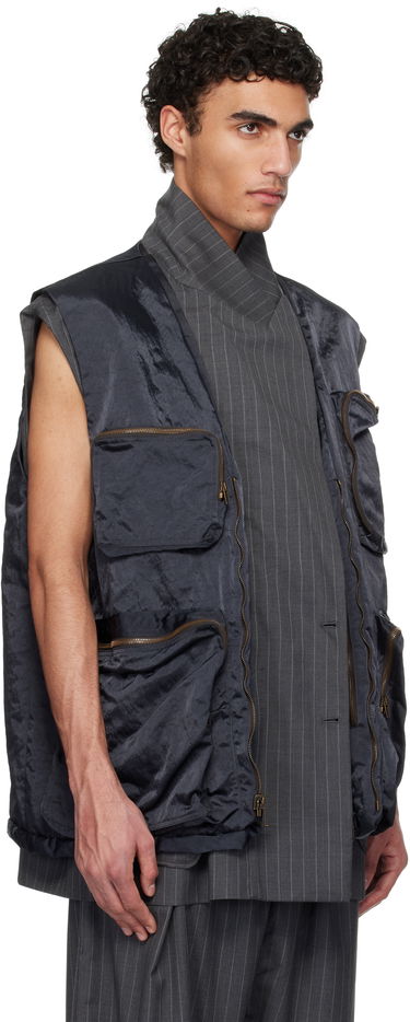 Vesta HED MAYNER Hed Mayner Pinstripe Vest Set Navy | HMMA15019C-HA186, 1