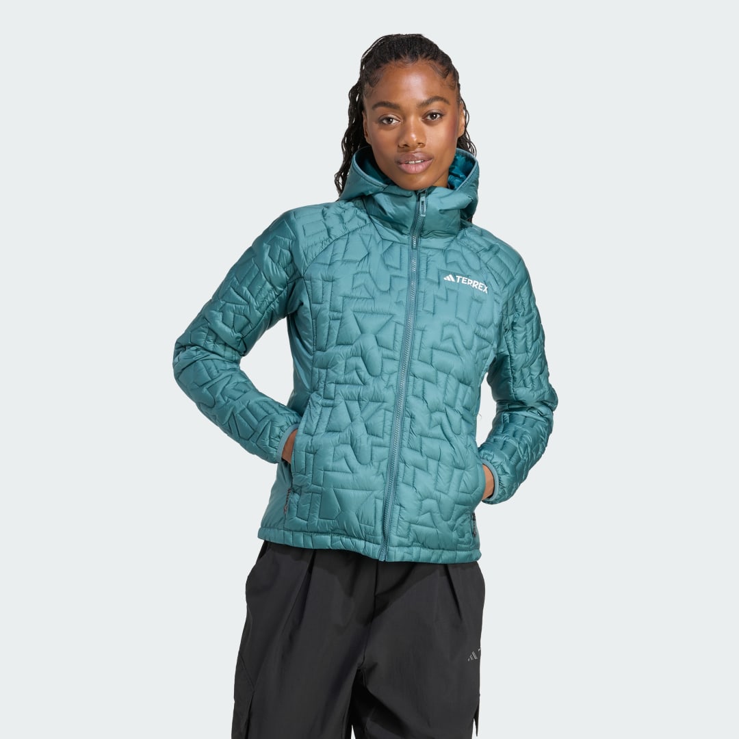 Prešívaná bunda adidas Performance Terrex Xperior PrimaLoft Loose Fill Insulated Hooded Jacket Tyrkysová | JM4876, 0