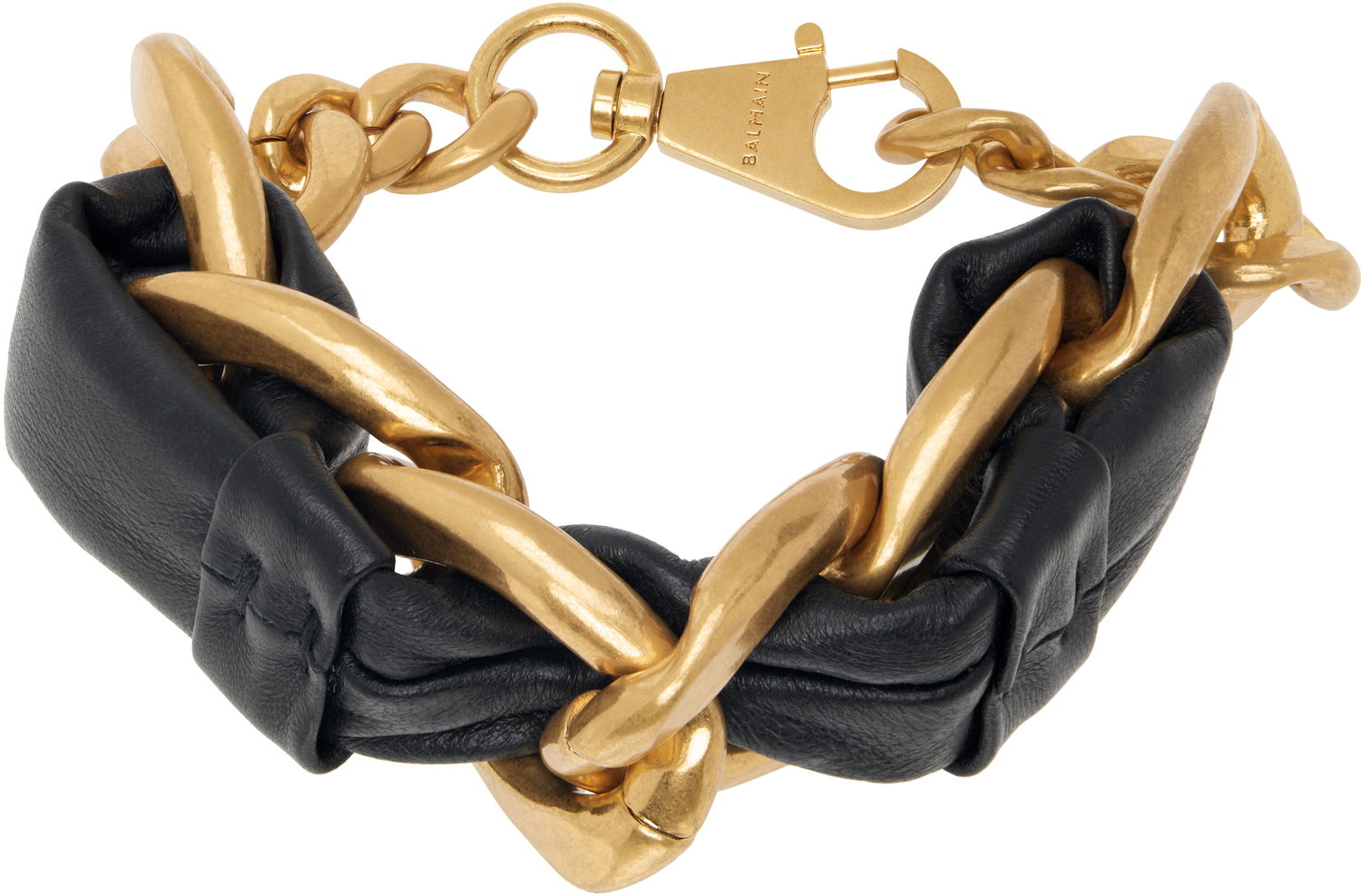 Náramok Balmain Chain Leather Bracelet Čierna | EN1XH471MBLH, 0