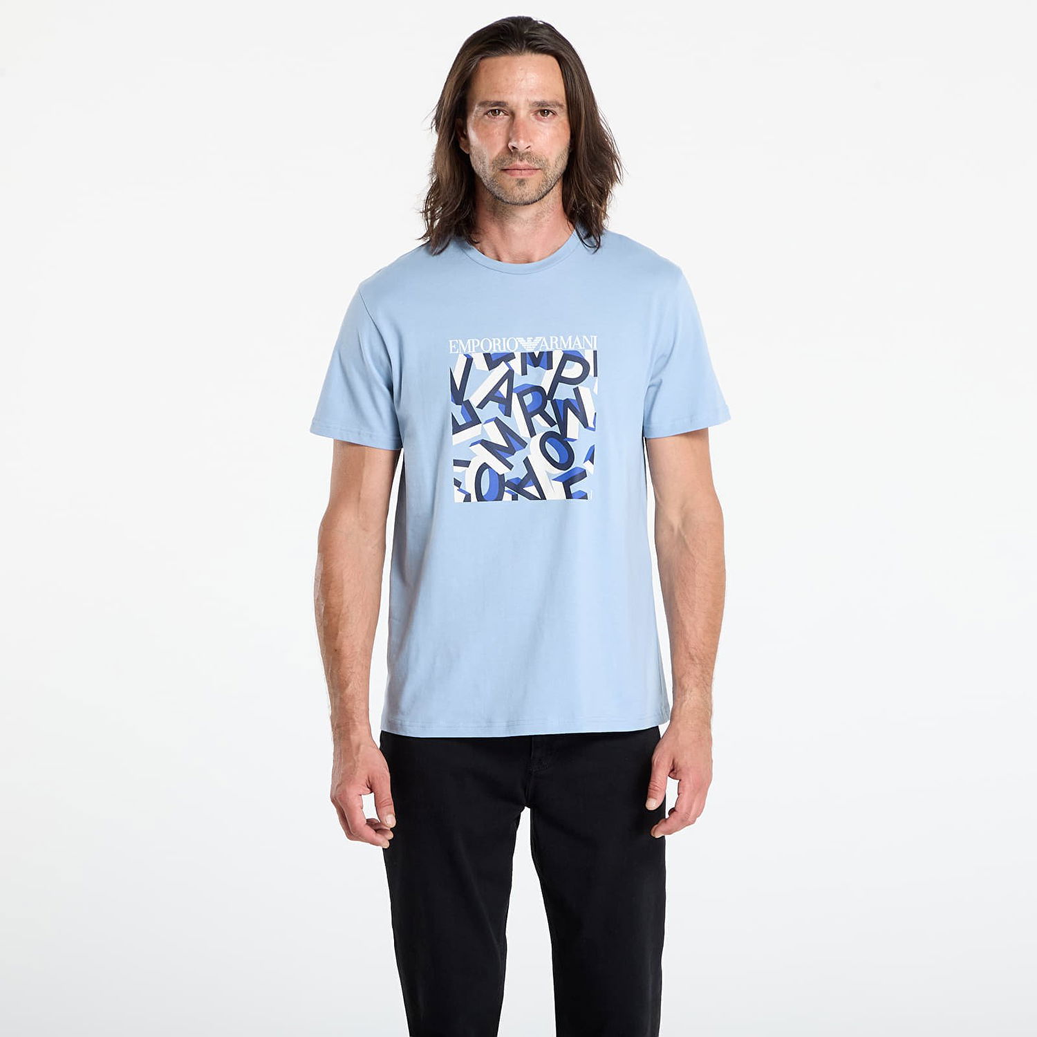 Tričko Emporio Armani Emporio Armani Crew Neck Ashley Print Lettering T-Shirt Modrá | EM000574AF12349F9029, 0