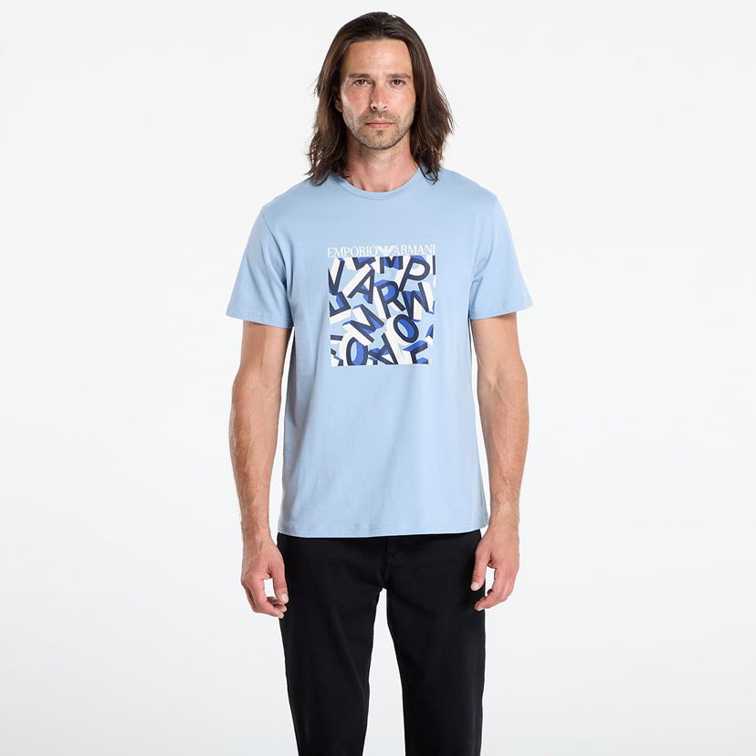 Tričko Emporio Armani Emporio Armani Crew Neck Ashley Print Lettering T-Shirt Modrá | EM000574AF12349F9029