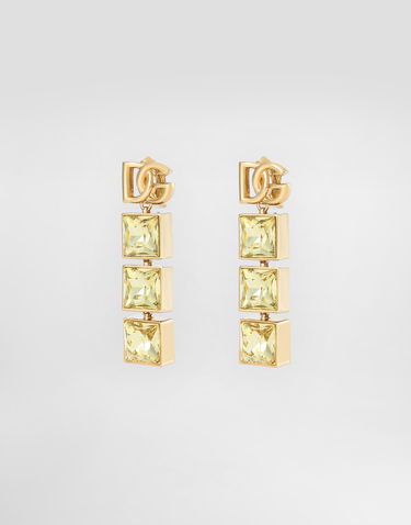 Náušnice Dolce & Gabbana Drop Earrings With Logo And Rhinestones Metalická | WER2H3W1111ZOO00, 1