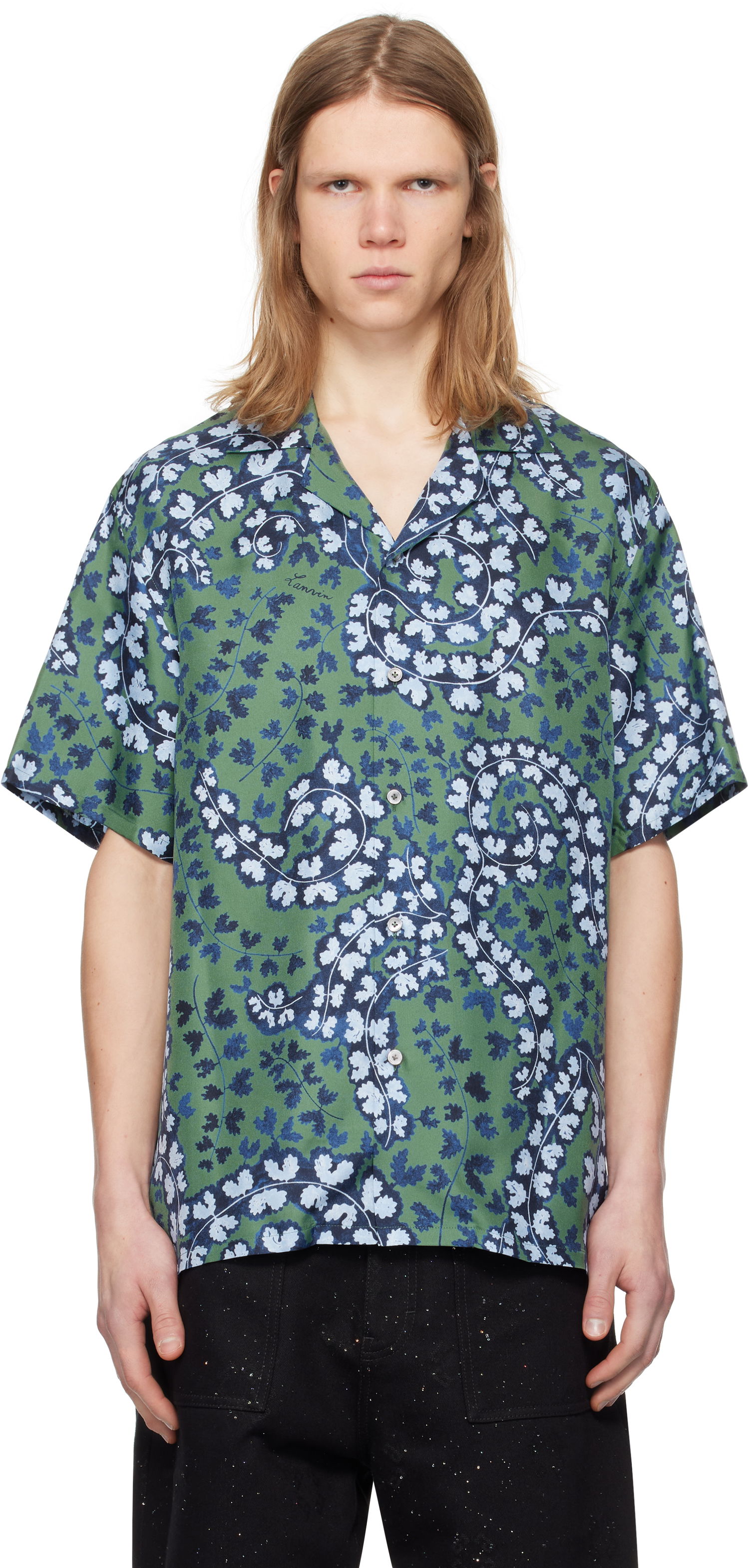 Košeľa LANVIN Lanvin Rateau Print Bowling Shirt Zelené | RM-SI0019-6057-P25, 0