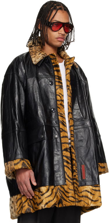 Kabáty Martine Rose Martine Rose Leopard and Tiger Print Reversible Leather Coat Čierna | 567LP18001, 1