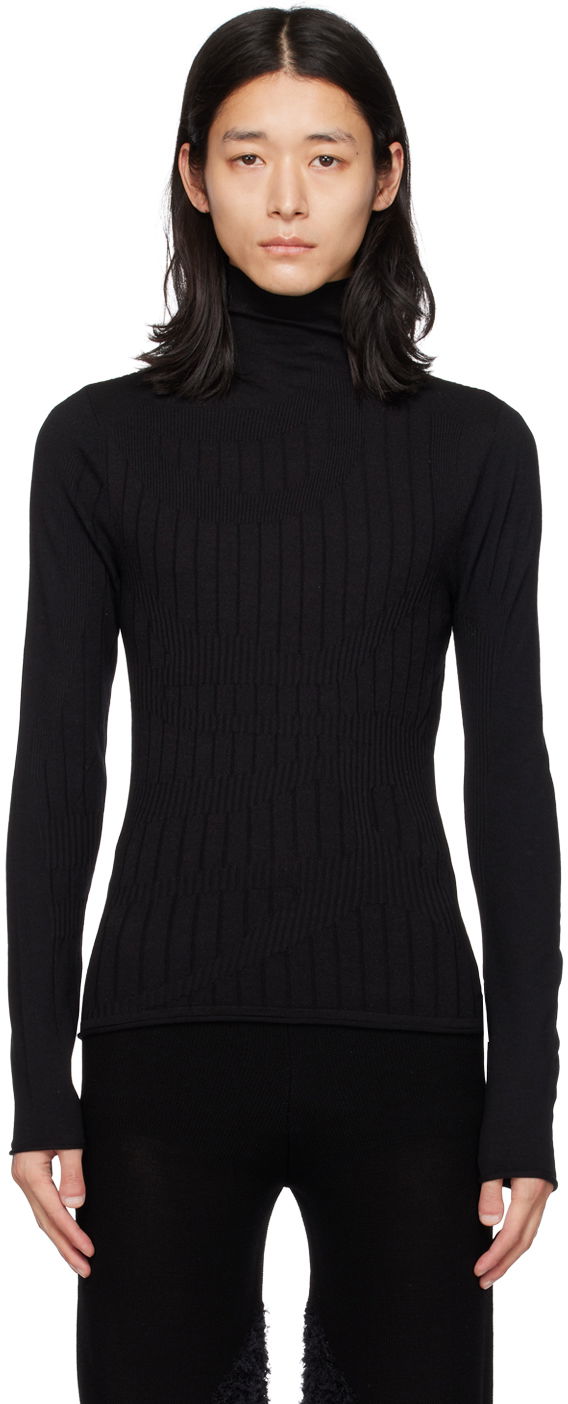 Tričko Dion Lee Fitted Ribbed Turtleneck Top Čierna | C7104F22, 0