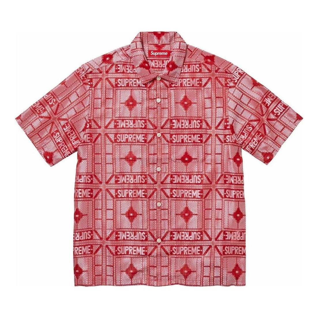 Košeľa Supreme Tray Jacquard Short Sleeve Shirt Červená | SUP-SS24-226, 0