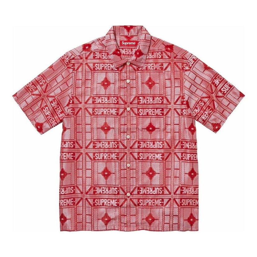 Košeľa Supreme Tray Jacquard Short Sleeve Shirt Červená | SUP-SS24-226