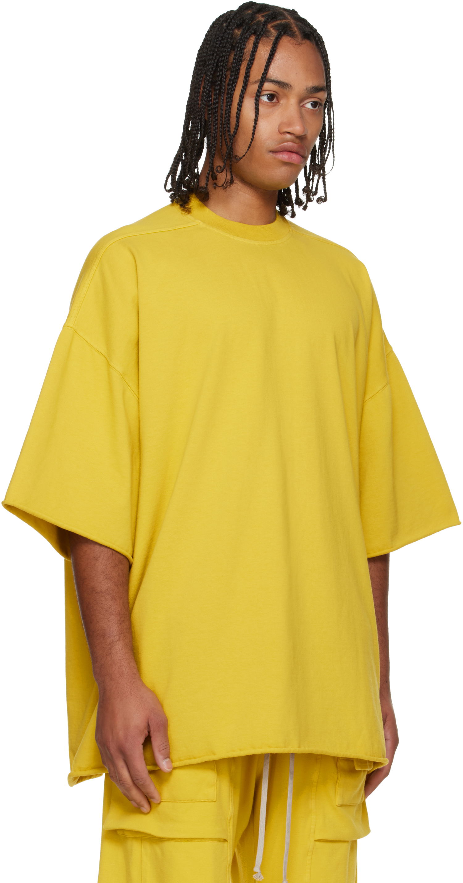 Tričko Rick Owens Concordians Tommy Oversized Raw-Edge Short-Sleeve T-shirt Žltá | DU02E7259 RIG, 1