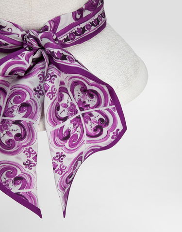 Klobúk Dolce & Gabbana Dolce & Gabbana Mat Bucket Hat with Purple Printed Scarf Biela | FH671AFU9AUW0001, 2