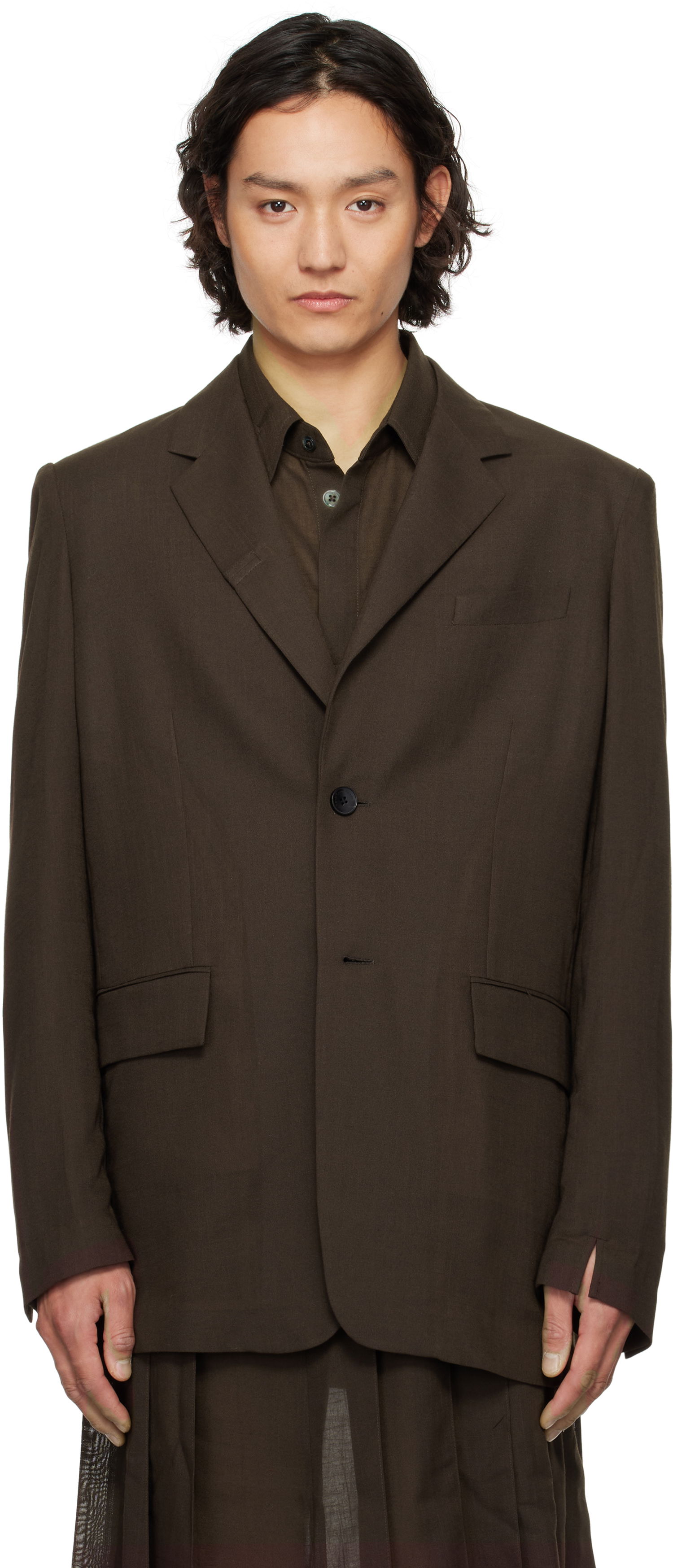 Bunda Feng Chen Wang Feng Chen Wang Semi-Transparent Blazer Hnedá | FUS19JK25, 0