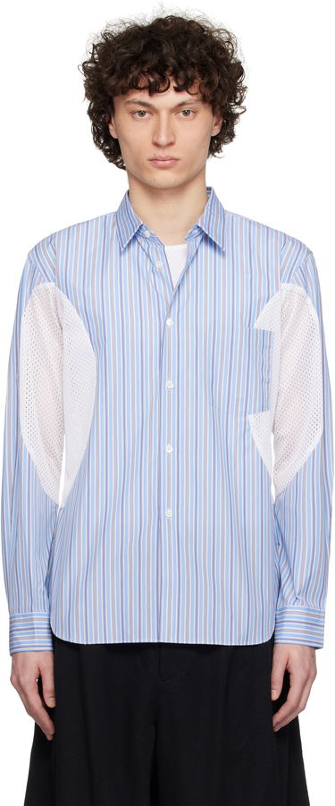 Košeľa Comme des Garçons Broad Stripe x Polyester Mesh Shirt Modrá | DO-B025-051, 0