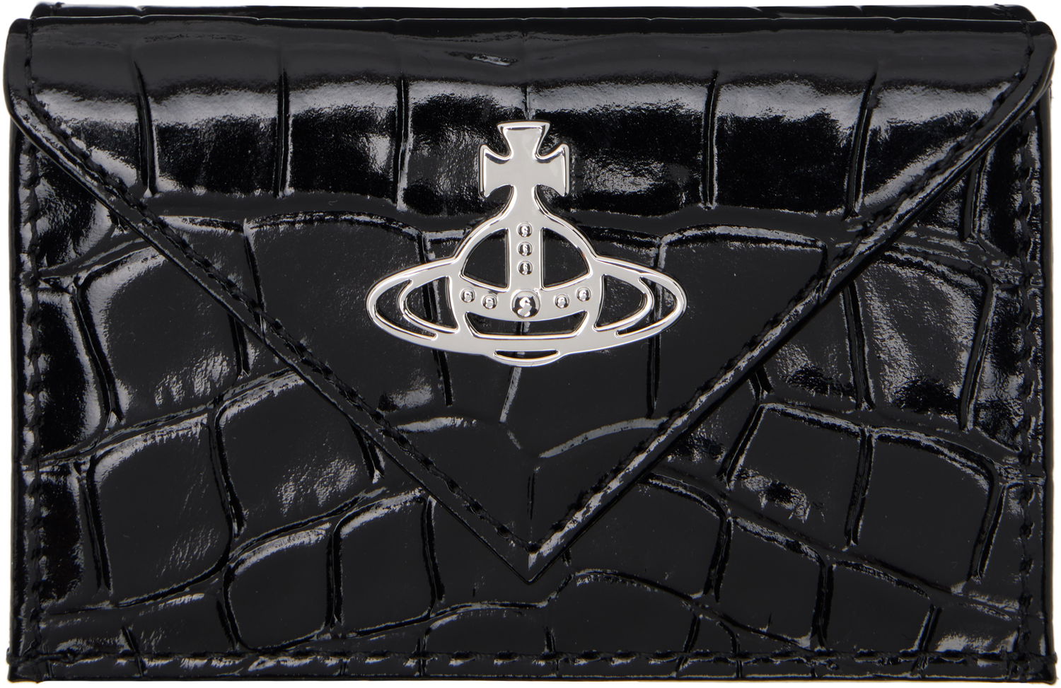 Peňaženka Vivienne Westwood Vivienne Westwood Croc-Embossed Envelope Billfold Wallet Čierna | 5115002FW-L0098-, 0