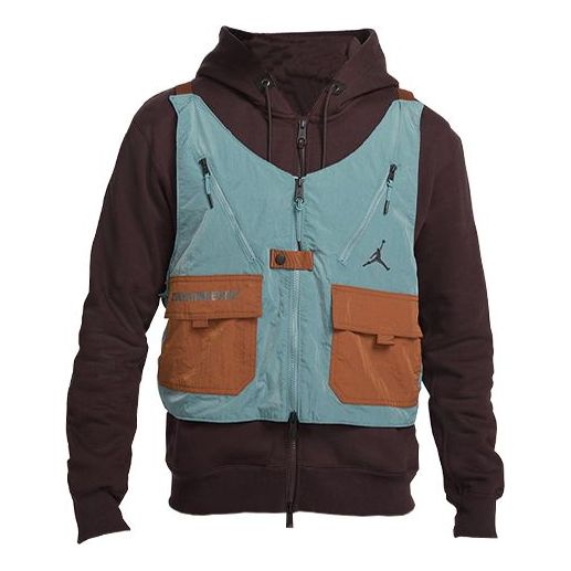 Vesta Jordan Air Jordan Detachable Fleece Lined Hooded Vest with Multiple Pockets Modrá | DC9582-203