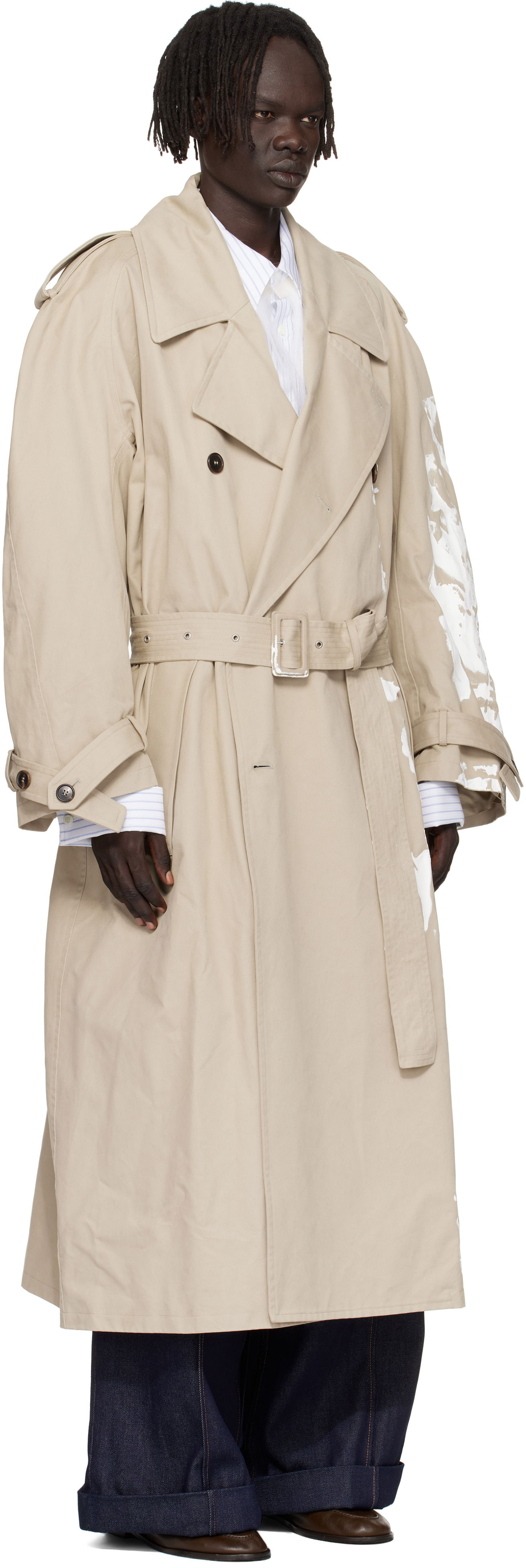 Trenčkot HED MAYNER Hed Mayner Painted Trench Coat Béžová | HMMB10004S-HB180, 1